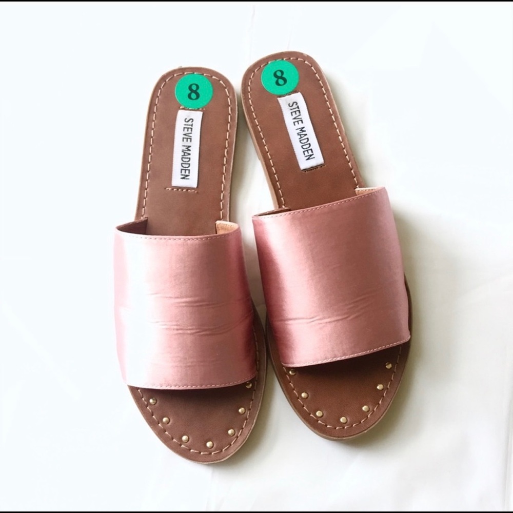 Steve Madden rose gold slip on slide sandals